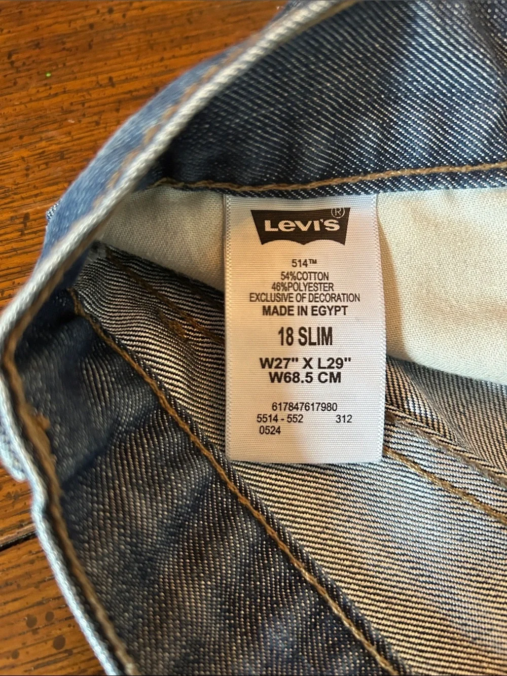 Levi’s 514 Slim Straight Jean size 18Slim. Men’s MWOT
